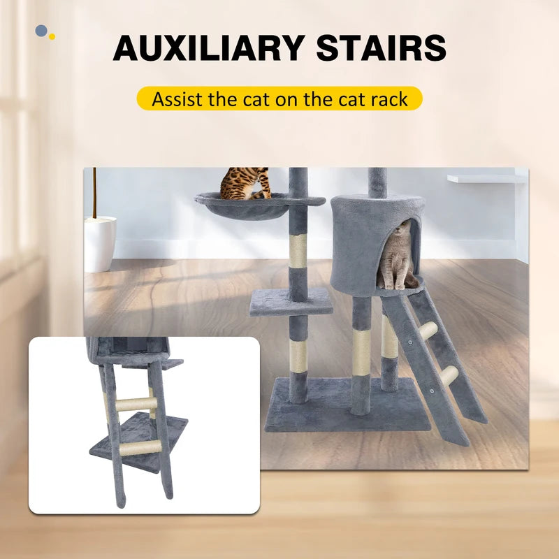 Multi-Level Cat Tree Tower with Scratching Post & Plush Cave.