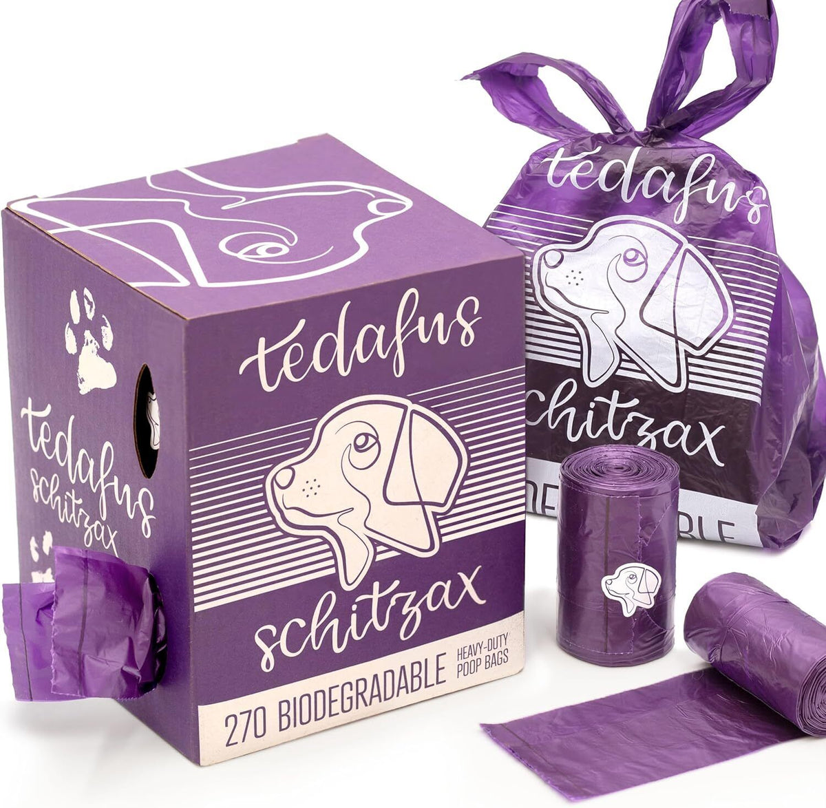 Dog Poo Bags 270 Biodegradable Doggie Poop Bags Thick Refill Rolls Tie Handles.