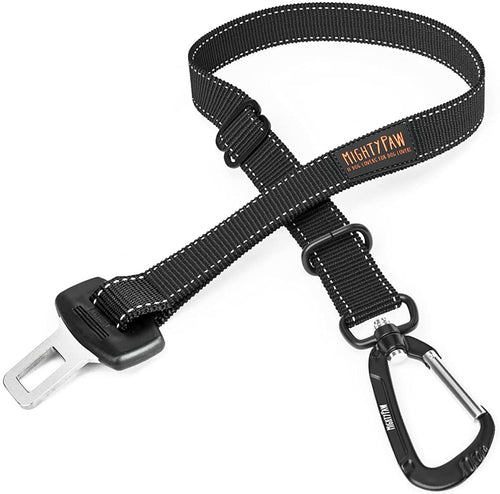 Black adjustable dog car seat belt attachment