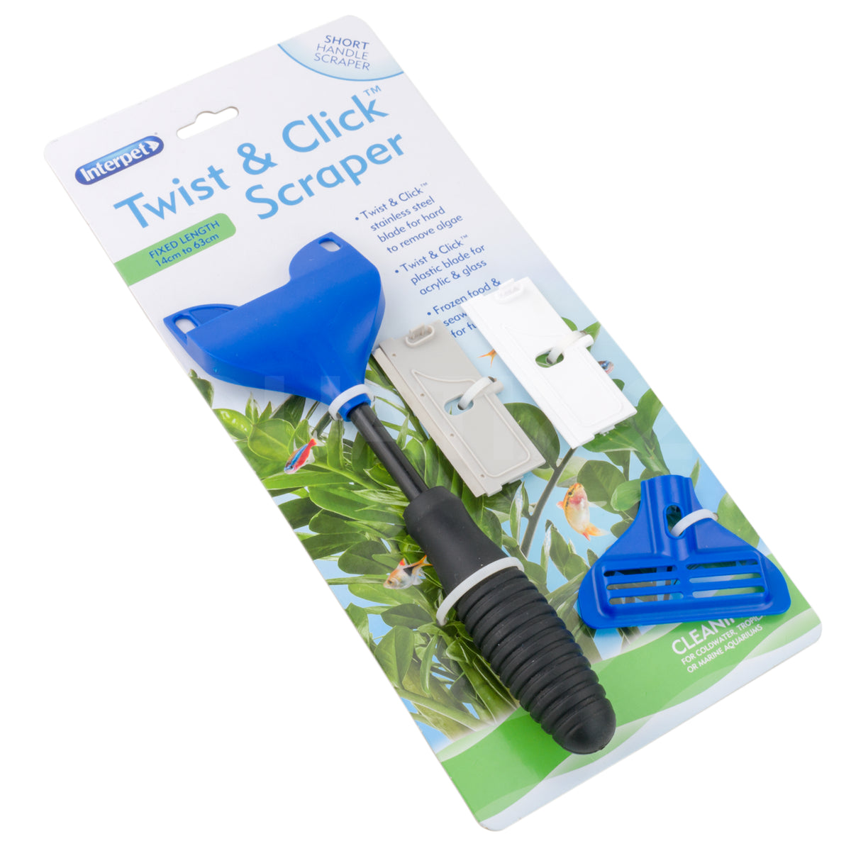 INTERPET TWIST & CLICK FISH TANK AQUARIUM GLASS ALGAE SCRAPER SPONGE MULTI TOOL