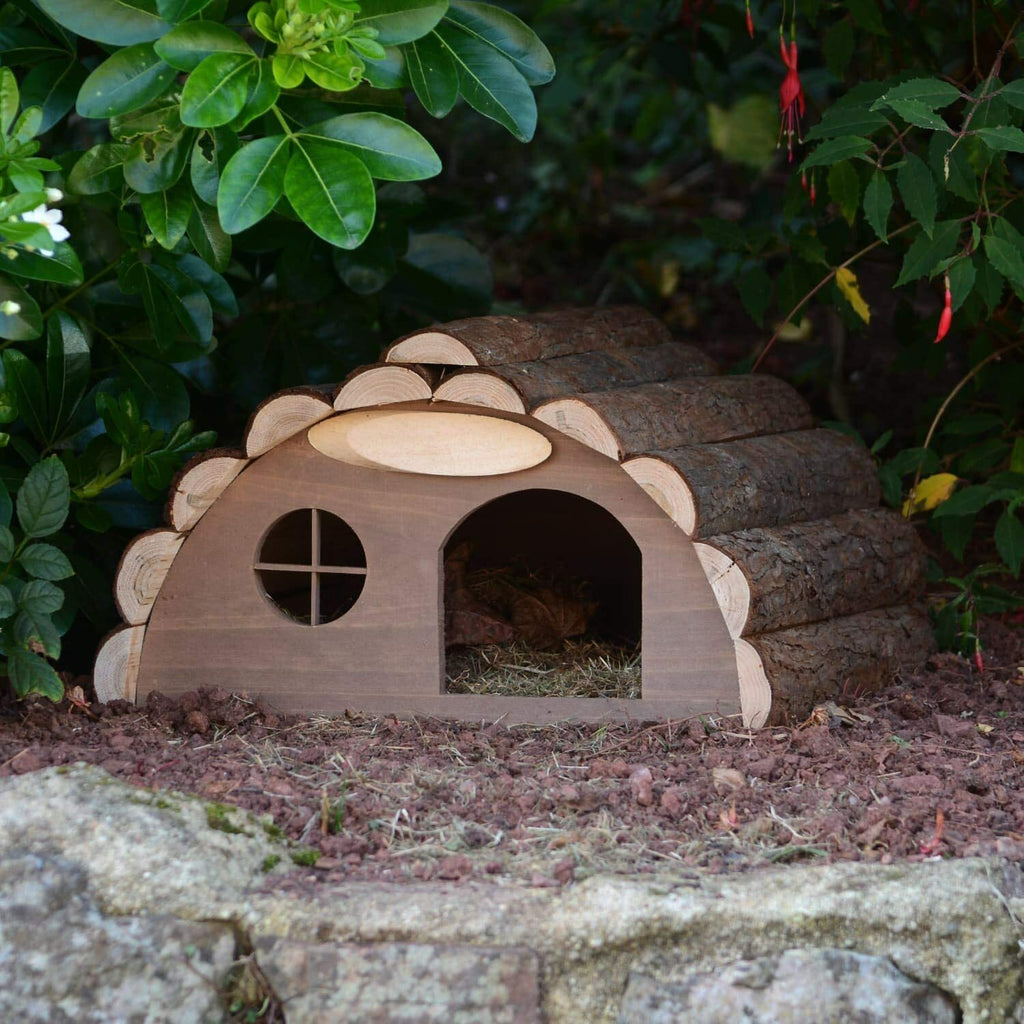 Hedgehog House Large Solid Wooden Garden Shelter Hibernation Home Food Nest Box