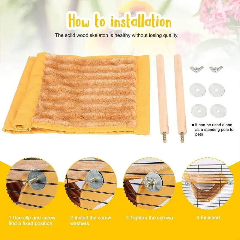 Pet Hanging Hammock Warm Nest Bed Parrot House Removable Washable Bird Cage Perch for Hamster Lovebird