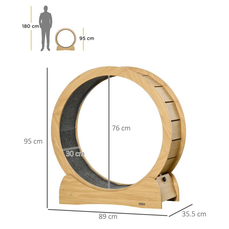 Cat Treadmill 30 Inch Kitten Wheel with Brake Natural Wood Finish