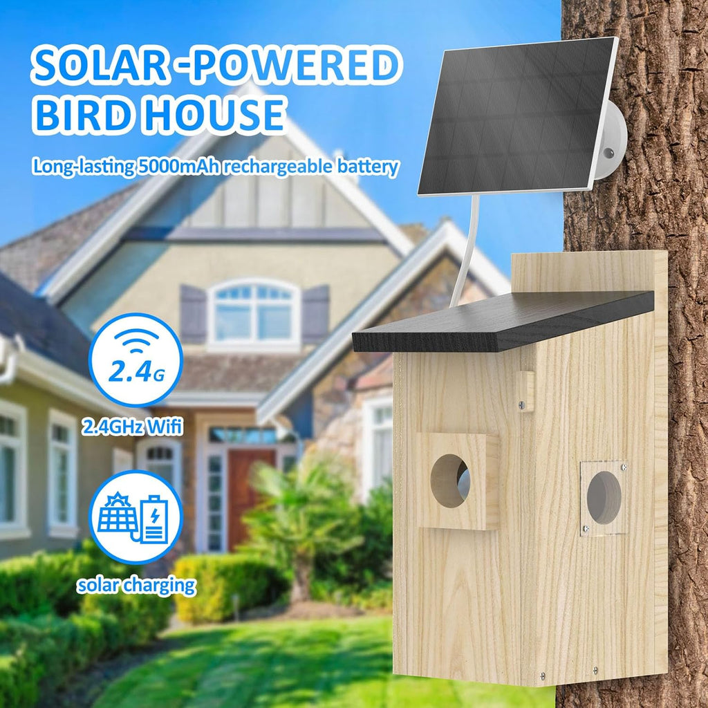 Solar-Powered Smart Birdhouse with 4MP Camera.