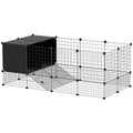 Pawhut DIY Small Animal Cage W/ Elevated Huts, for Guinea Pigs, Rabbits