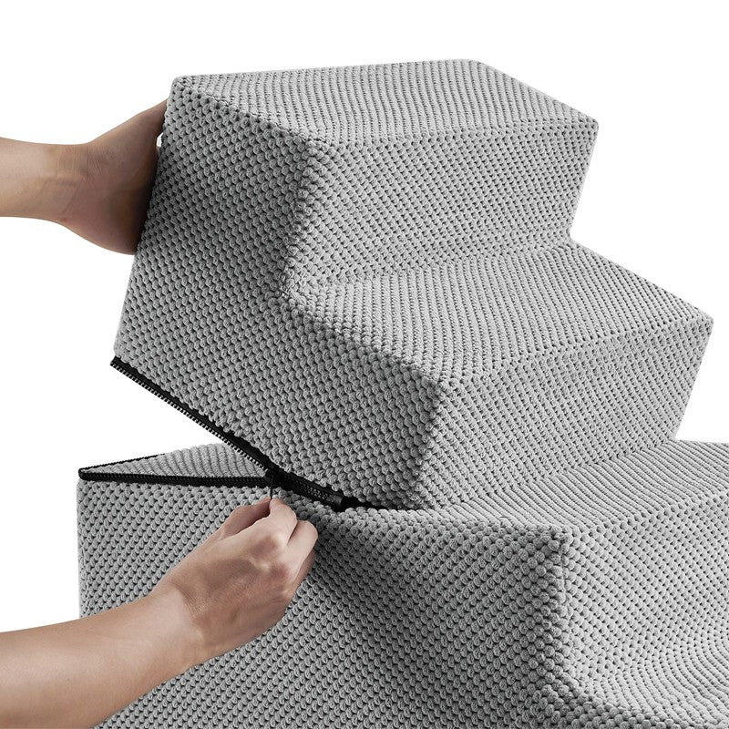 4-Step Pet Stairs for Bed & Sofa with Removable Cover.
