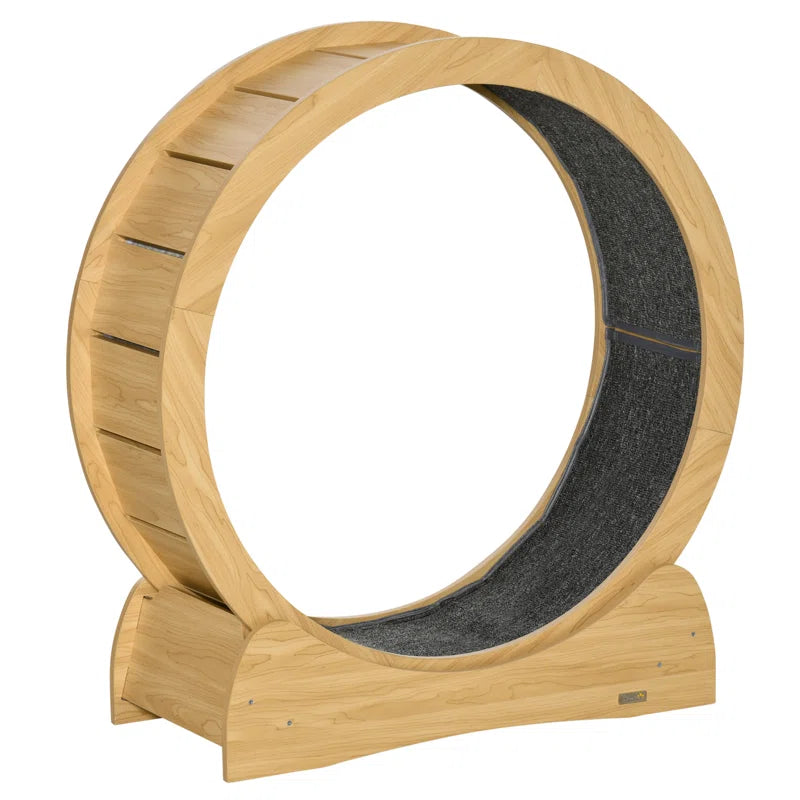 Cat Treadmill 30 Inch Kitten Wheel with Brake Natural Wood Finish