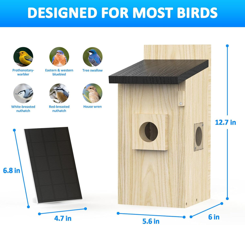 Solar-Powered Smart Birdhouse with 4MP Camera.