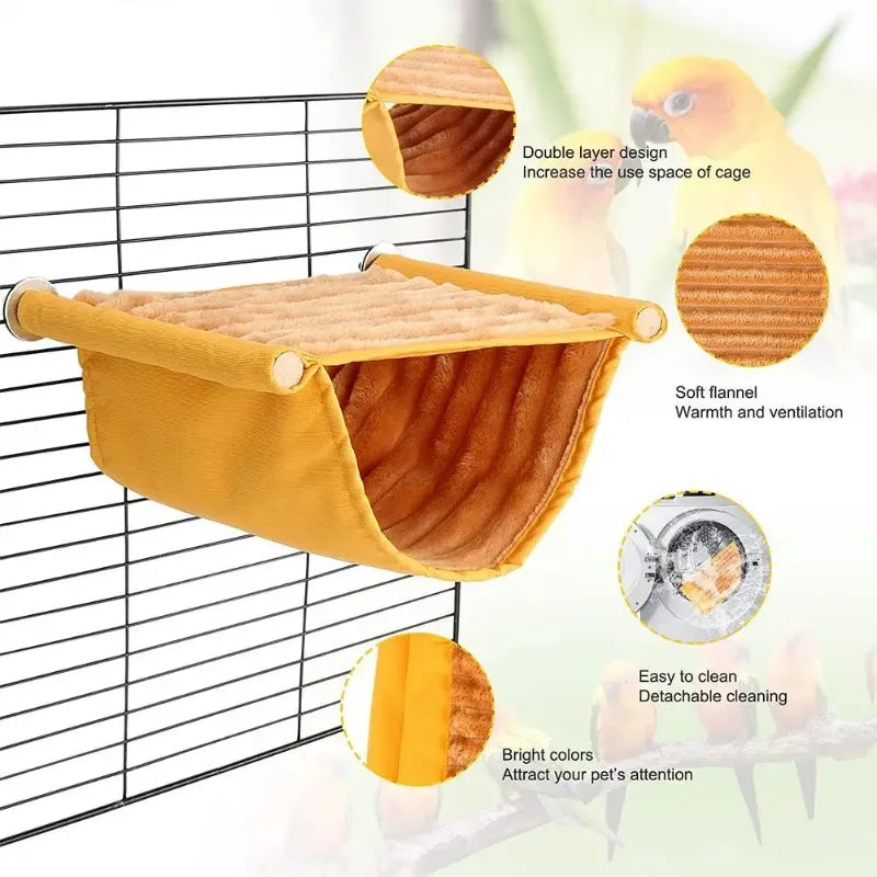 Pet Hanging Hammock Warm Nest Bed Parrot House Removable Washable Bird Cage Perch for Hamster Lovebird
