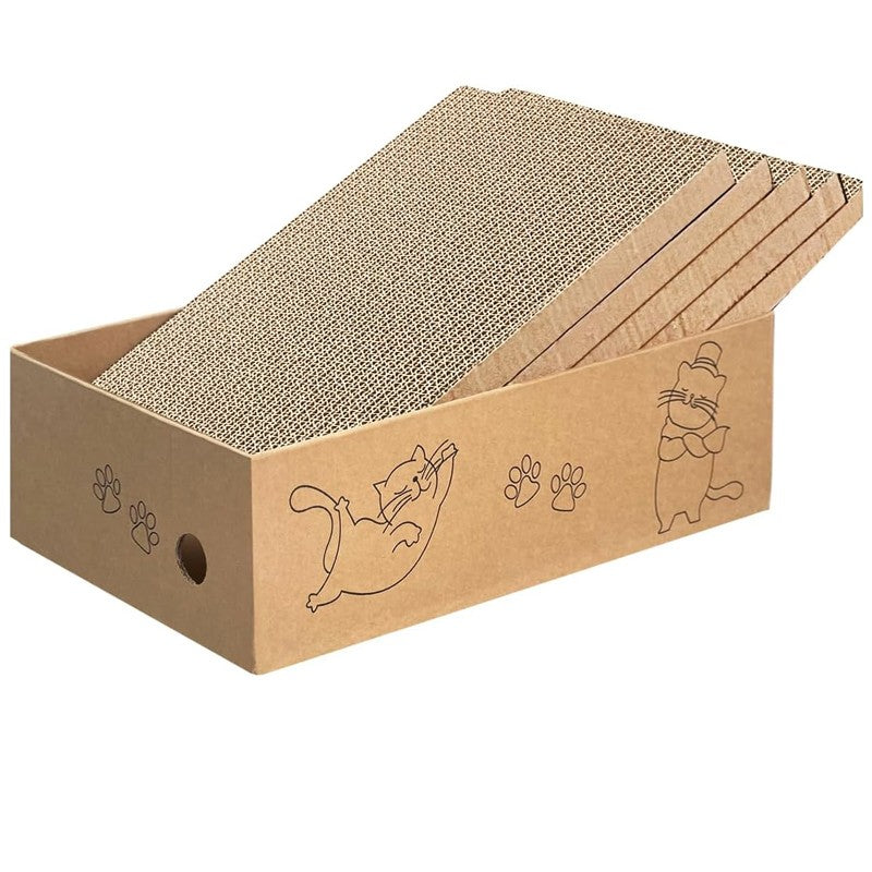Corrugated Cardboard Cat Scratcher Box (5-Pack).