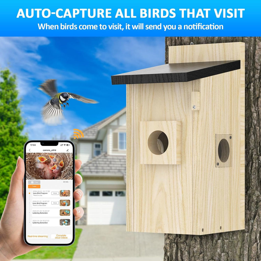 Solar-Powered Smart Birdhouse with 4MP Camera.