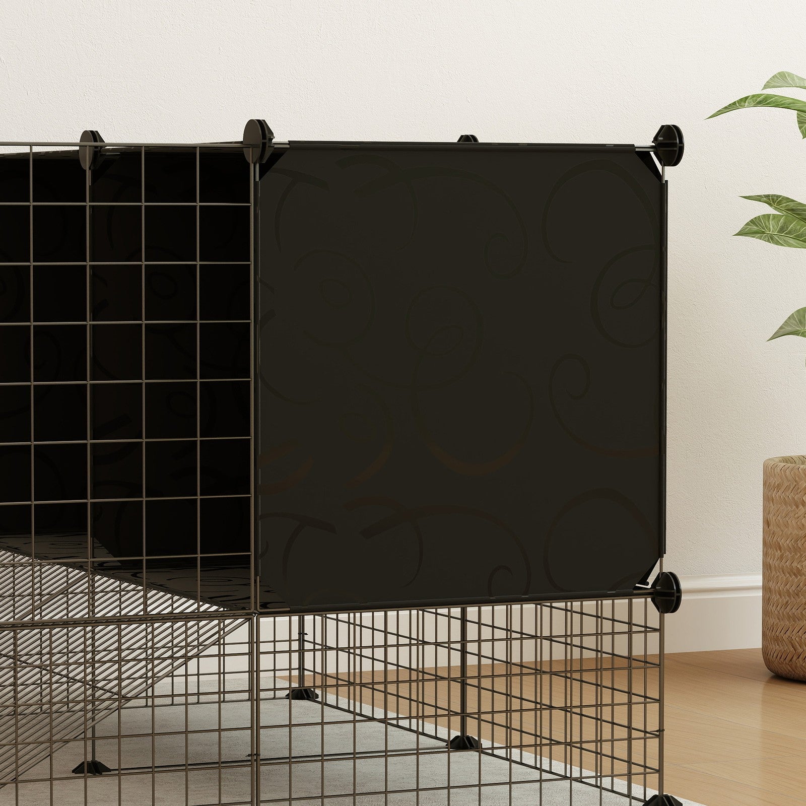 Pawhut DIY Small Animal Cage W/ Elevated Huts, for Guinea Pigs, Rabbits