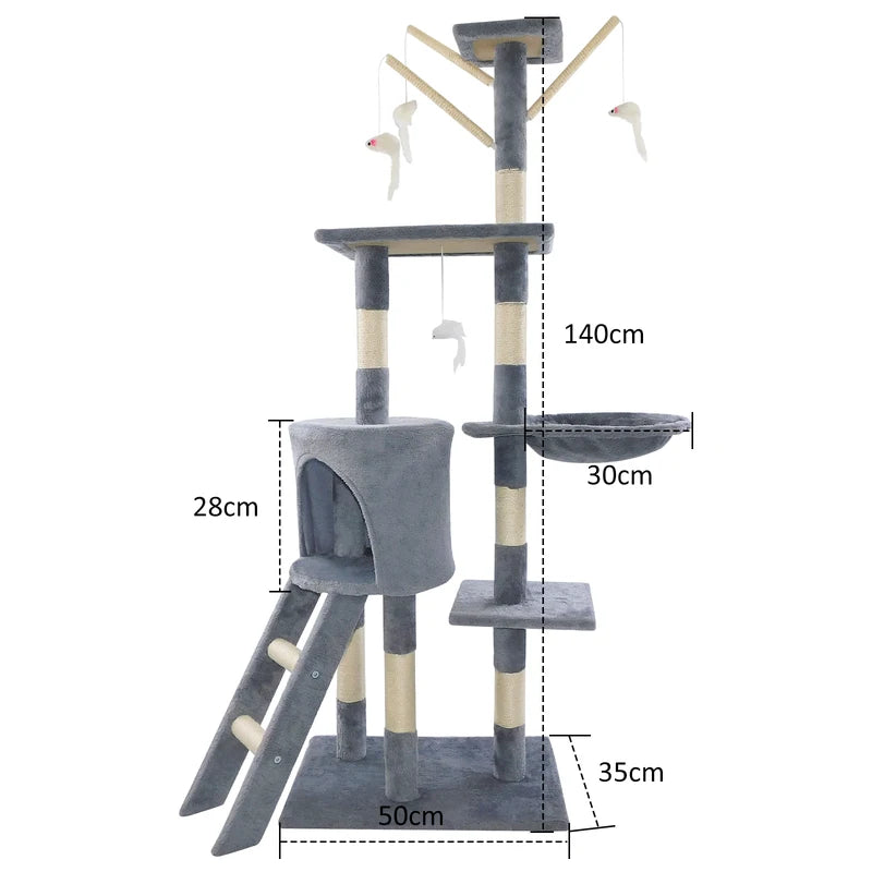 Multi-Level Cat Tree Tower with Scratching Post & Plush Cave.