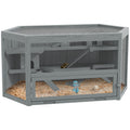 Pawhut 3 Tier Wooden Hamster Cage Gerbil Play Centre W/ Sliding Tray Ramps